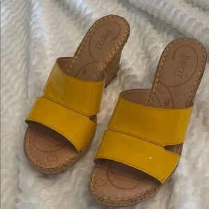 Born Bright Yellow Wedge Sandals